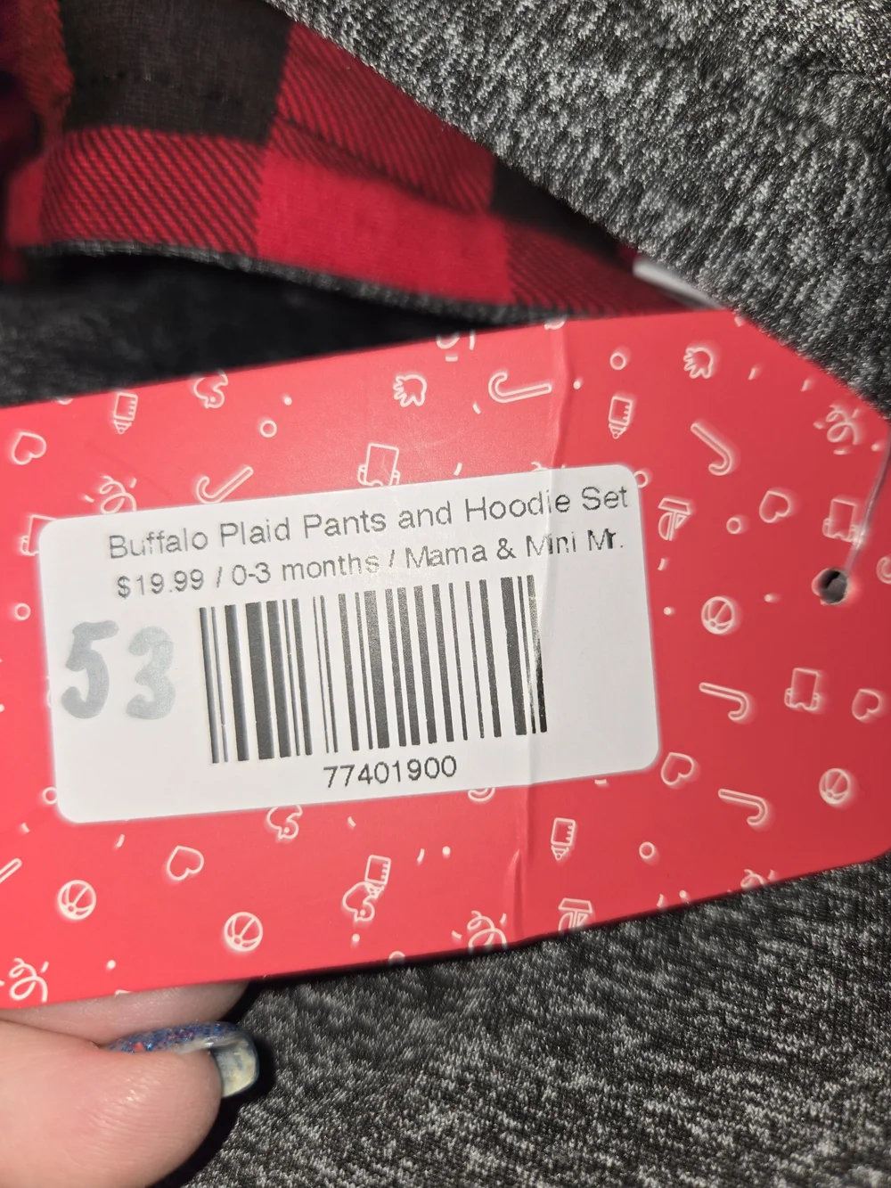 2 Pc Grey Bodysuit with Red Plaid Hood and Trim for Kids